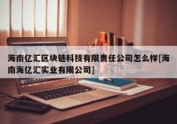 海南亿汇区块链科技有限责任公司怎么样[海南海亿汇实业有限公司]